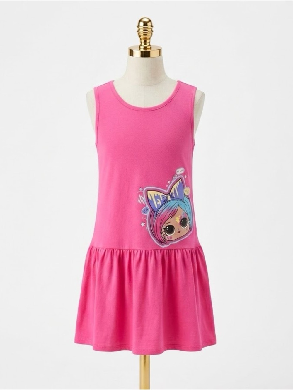LOL Surprise Girls Pink Art Is Life Graphic Drop Waist Tank Dress Large 10/11